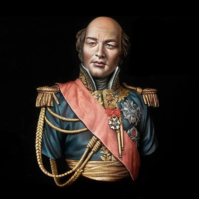 1/10 Napoleonic General with Red Sash and Gold Epaulettes, Resin Model Bust Kit, Unassembled and Unpainted