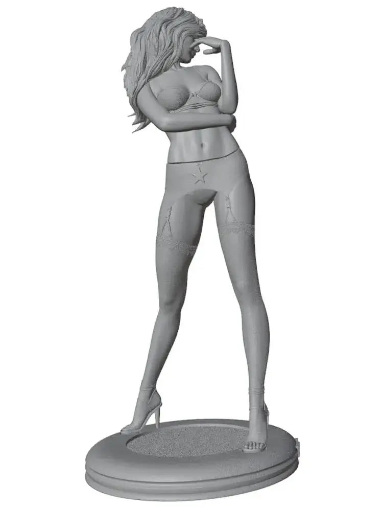 1/24 Long-Haired Female Classic Pin-up Pose, Resin Model Figure Kit, Unassembled and Unpainted