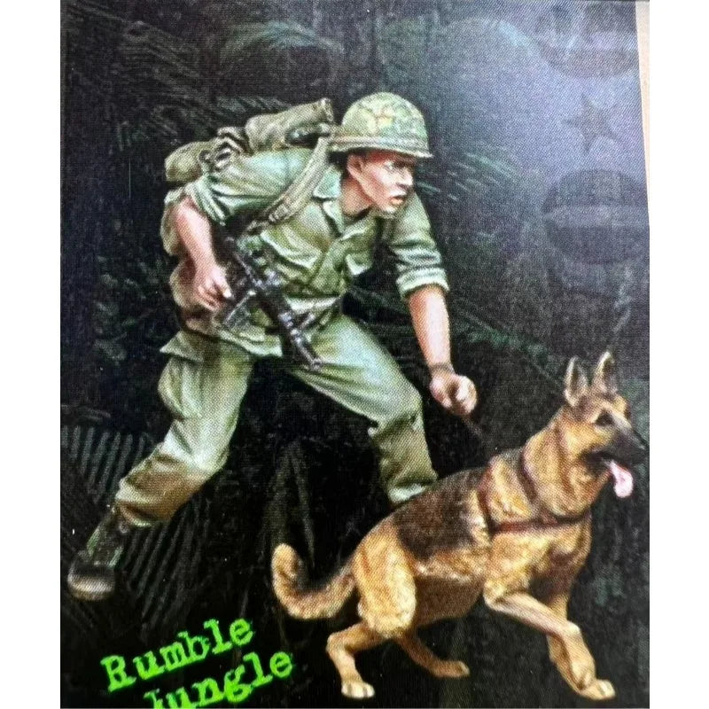 1/35 WWII US K-9 Scout Team, 5 Figures, Resin Model Figure Kit, Unassembled and Unpainted