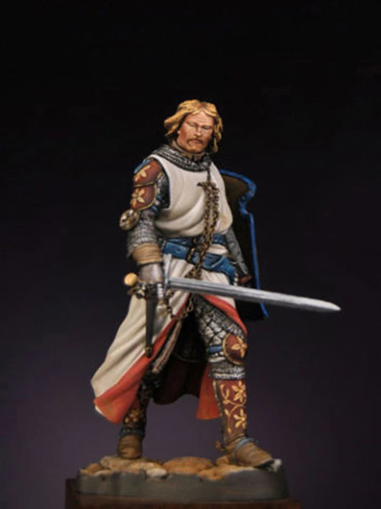 75mm Medieval Angevin Knight, Resin Model Figure Kit, Unassembled and Unpainted