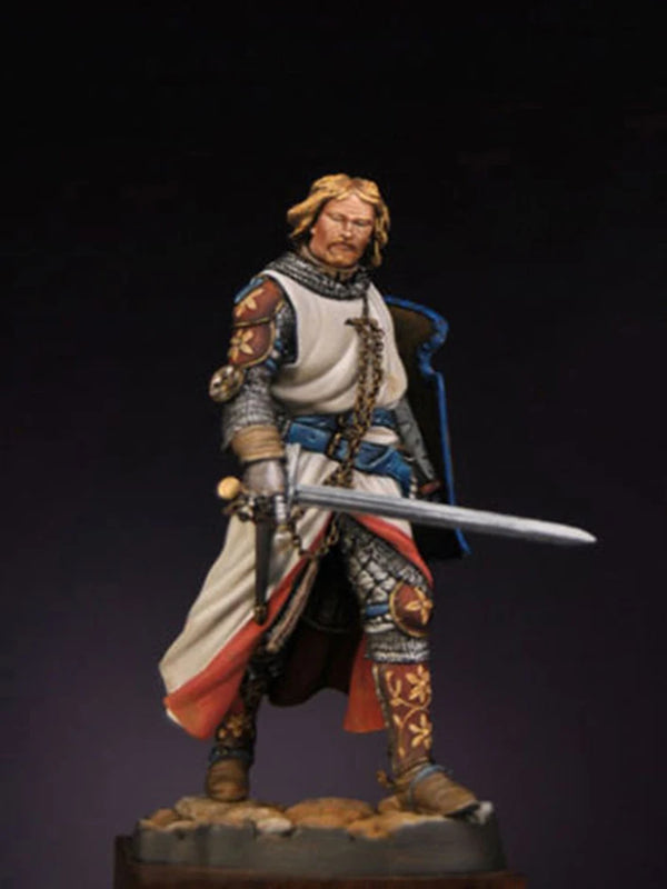 75mm Medieval Angevin Knight, Resin Model Figure Kit, Unassembled and Unpainted