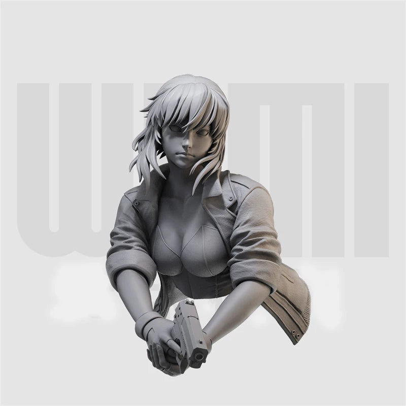 1/10 Female Warrior with Pistol, Resin Model Bust Kit, Fantasy Theme, Unassembled and Unpainted