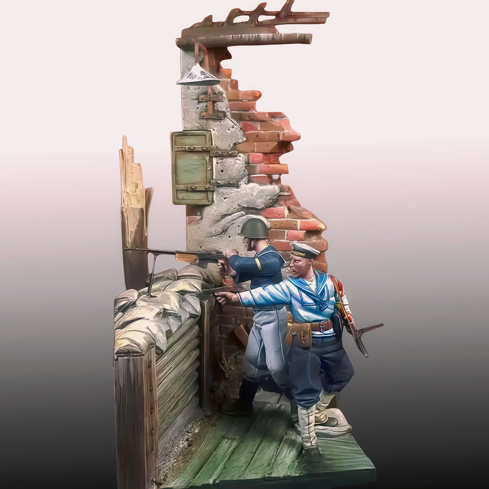 1/35 WWI Trench Fortification Scene, 2 Figures, Resin Model Diorama Kit, Unassembled and Unpainted