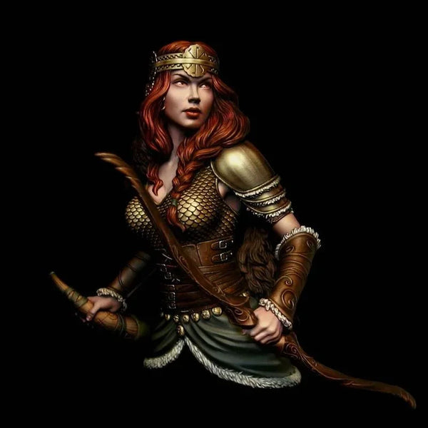 1/10 Barbarian Warrior with Wavy Hair and Circlet, Resin Model Bust Kit, Fantasy Theme, Unassembled and Unpainted