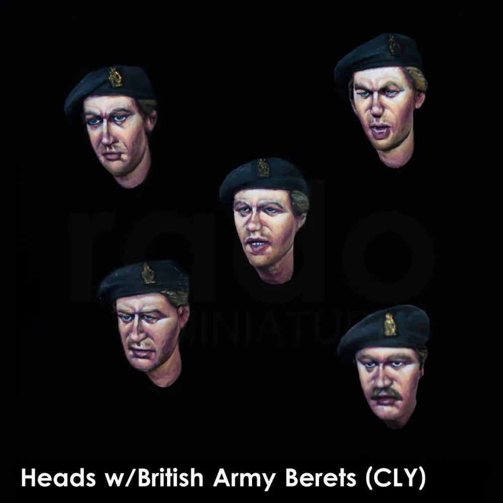 1/35 Modern British Army Berets (5-Heads), 5 Figures, Resin Model Figure Kit, Unassembled and Unpainted