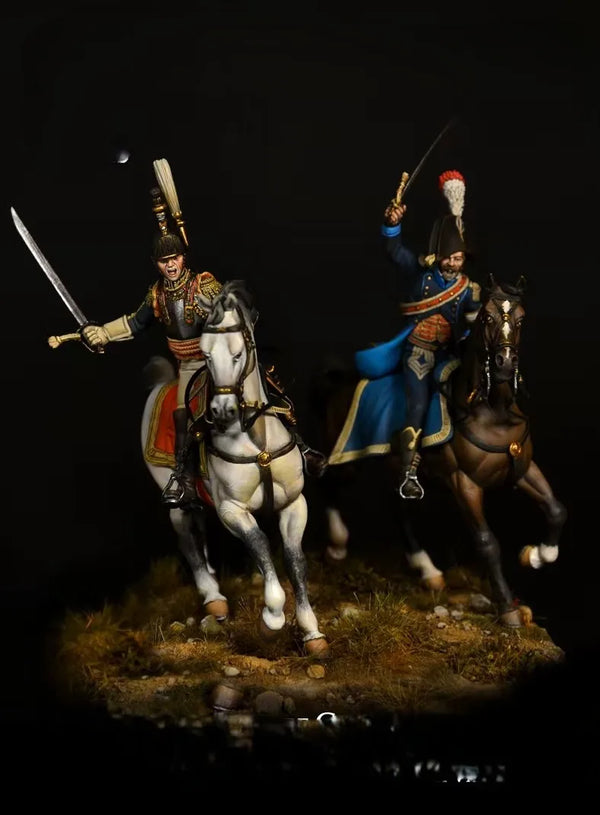1/32 Medieval Cavalry Soldiers, 2 Figures, Resin Model Figure Kit, Unassembled and Unpainted