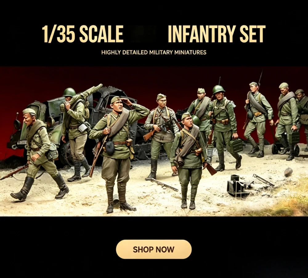 1/35 WWII German Infantry Squad Advancing, 6 Figures, Resin Model Figure Kit, Unassembled and Unpainted