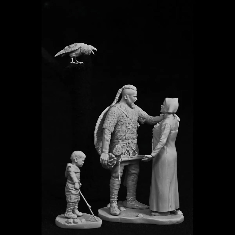 75mm Nordic Fantasy Warriors, 3 Figures, Resin Model Figure Kit, Fantasy Theme, Unassembled and Unpainted