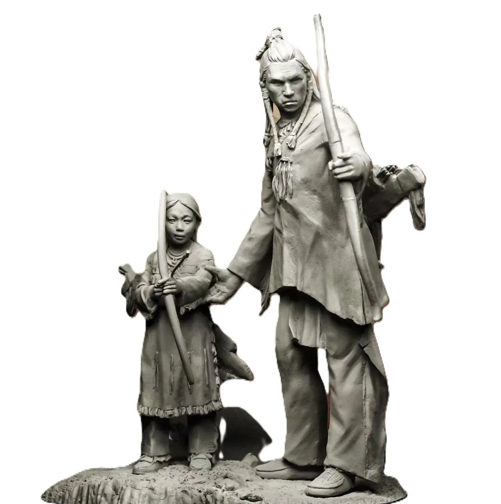 1/24 Indigenous Hunters & Frontier, 8 Figures, Resin Model Figure Kit, Historical Theme, Unassembled and Unpainted
