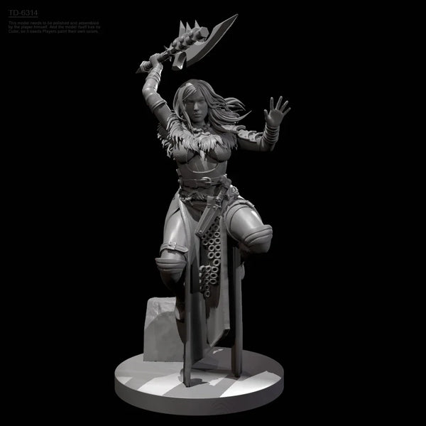 75mm Female Warrior with Polearm, Resin Model Figure Kit, Fantasy Theme, Unassembled and Unpainted