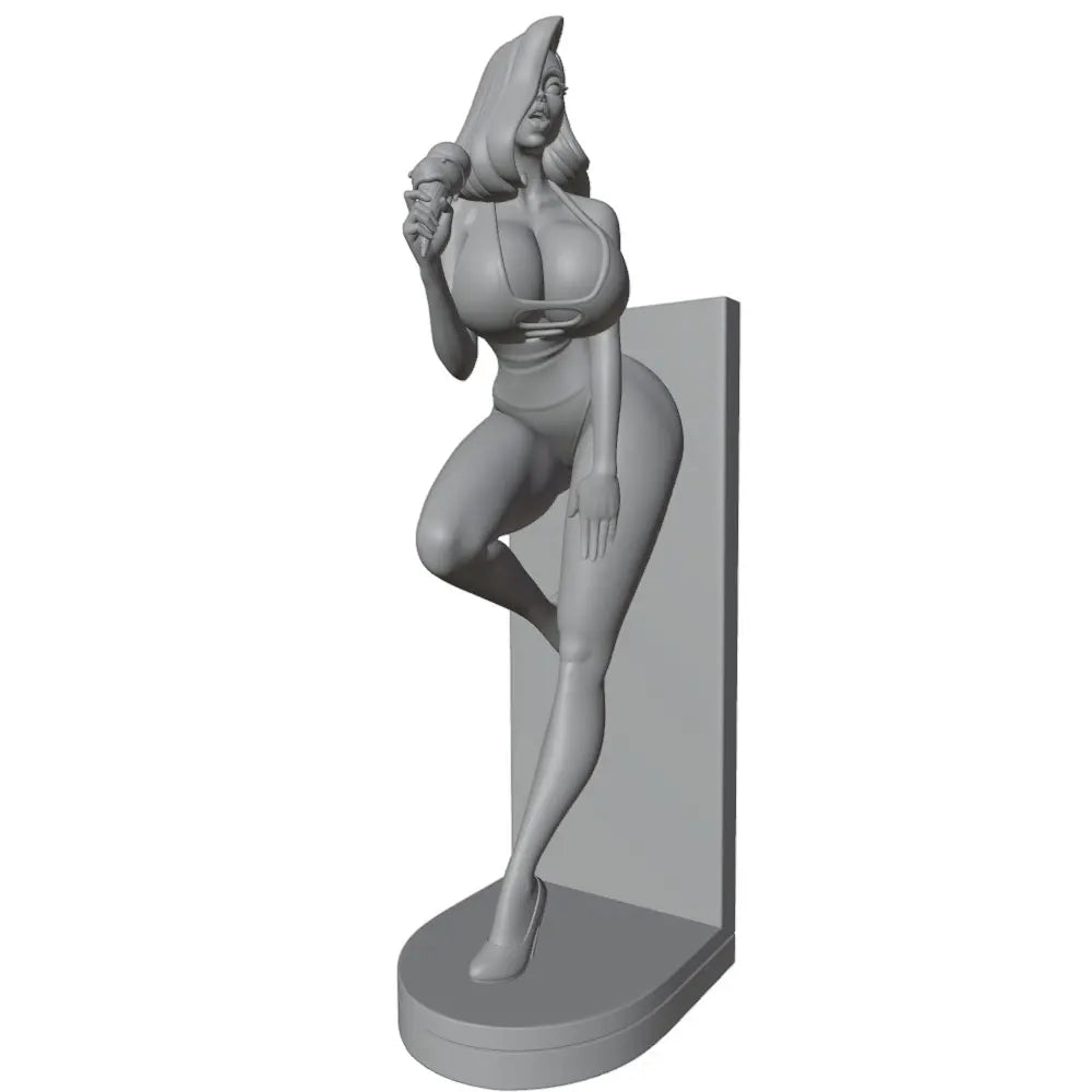 75mm Retro Pin-Up Leaning Against Wall, Resin Model Figure Kit, Unassembled and Unpainted