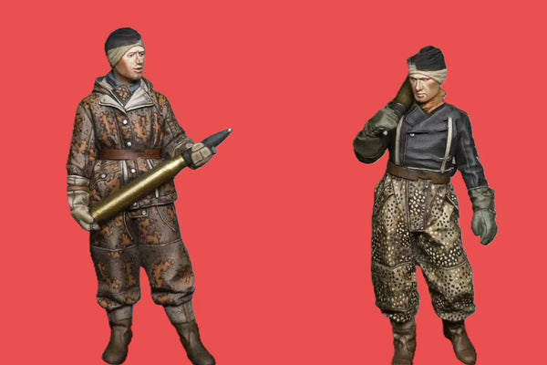 1/35 WWII German Panzerschreck Anti-Tank Team, 2 Figures, Resin Model Figure Kit, Unassembled and Unpainted