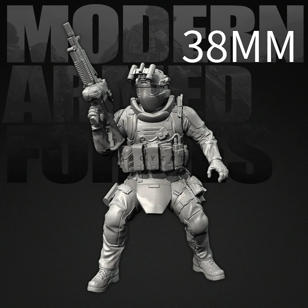 25mm Modern Tactical Operator Combat Ready, Resin Model Figure Kit, Unassembled and Unpainted