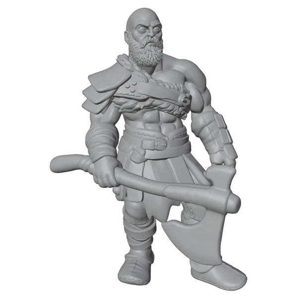 75mm Bearded Viking Warrior with Axe and Cloak, Resin Model Figure Kit, Fantasy Theme, Unassembled and Unpainted