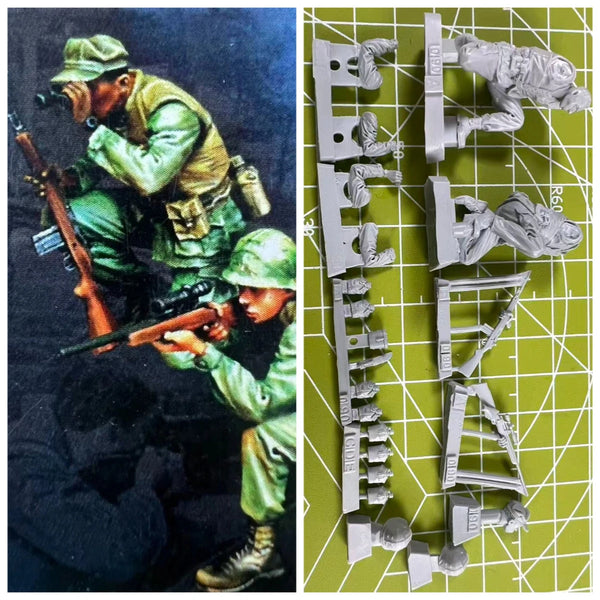 1/35 Modern US Marine Sniper Team, 2 Figures, Resin Model Figure Kit, Unassembled and Unpainted