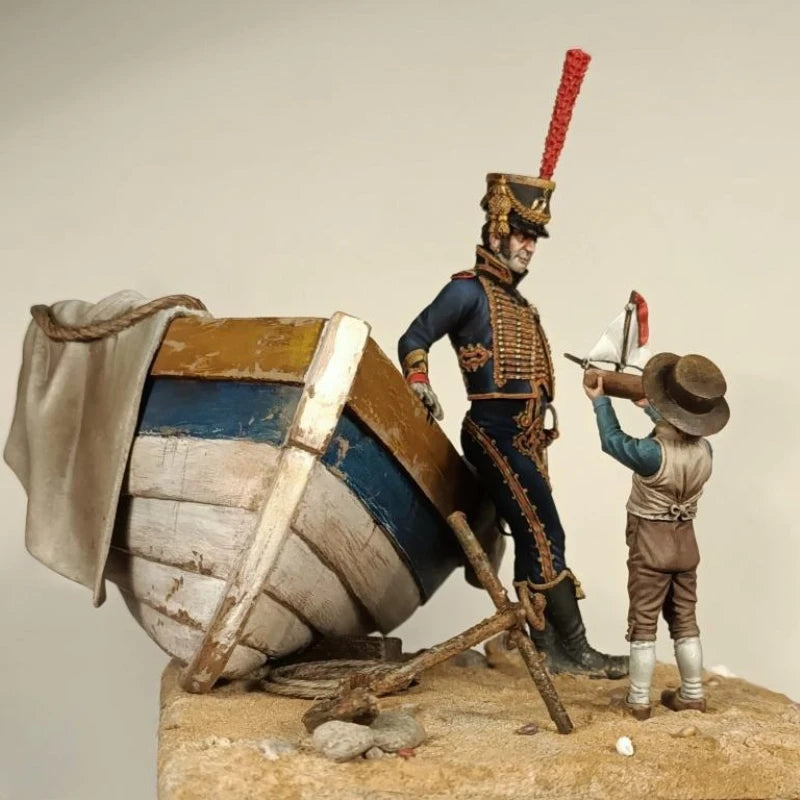 1/24 Napoleonic Naval Officers & Sailors, 4 Figures, Resin Model Figure Kit, Unassembled and Unpainted