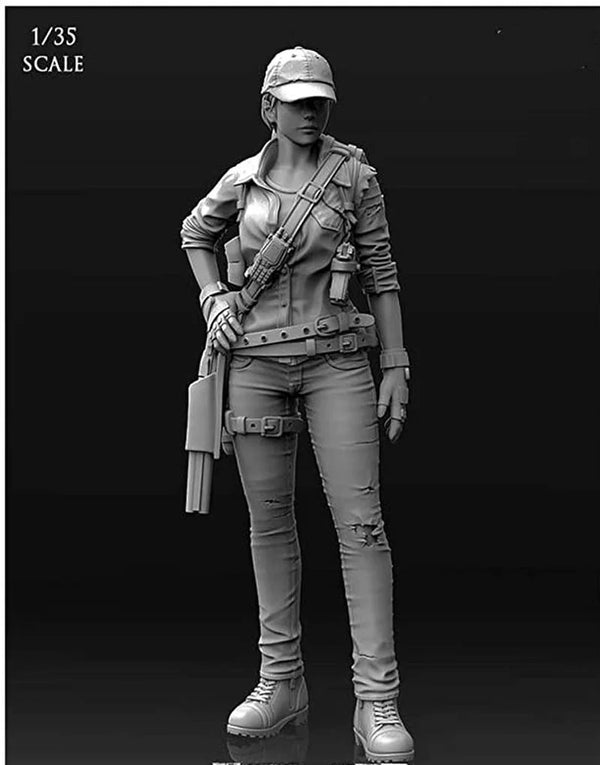 1/35 Modern Female Tactical Operator with Combat Body Armor, Resin Model Figure Kit, Unassembled and Unpainted