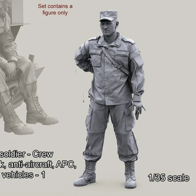1/35 Modern Russian Infantry Soldier in Combat Uniform Alert Pose, Resin Model Figure Kit, Unassembled and Unpainted