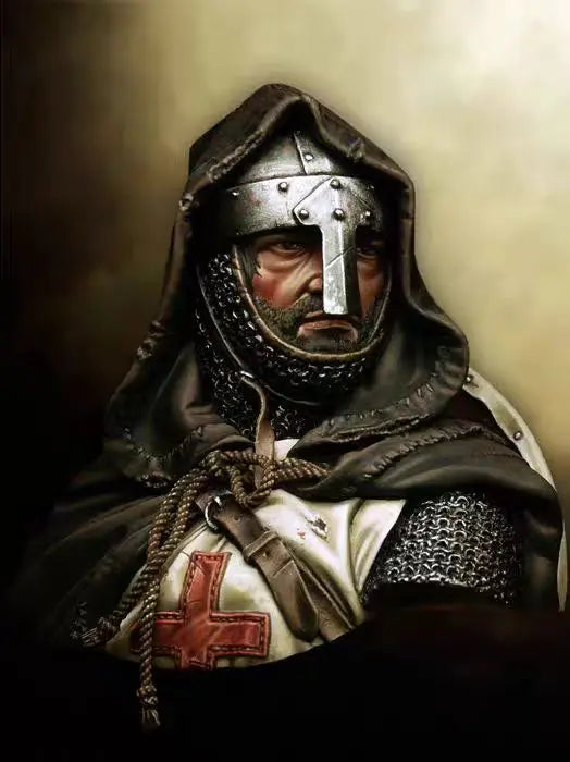 1/10 Medieval Templar Knight in Chain Mail with Shield, Resin Model Figure Kit, Unassembled and Unpainted
