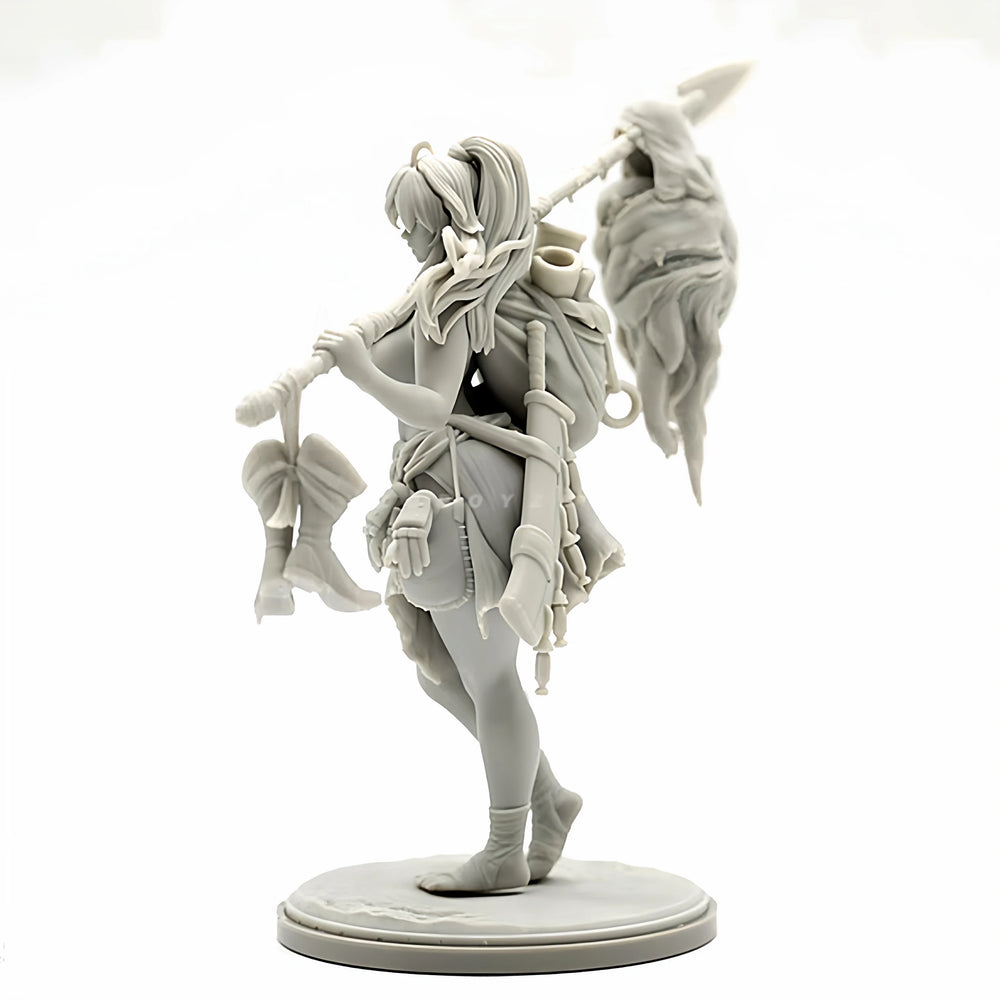 75mm Female Fantasy Warrior with Axe, Resin Model Figure Kit, Fantasy Theme, Unassembled and Unpainted