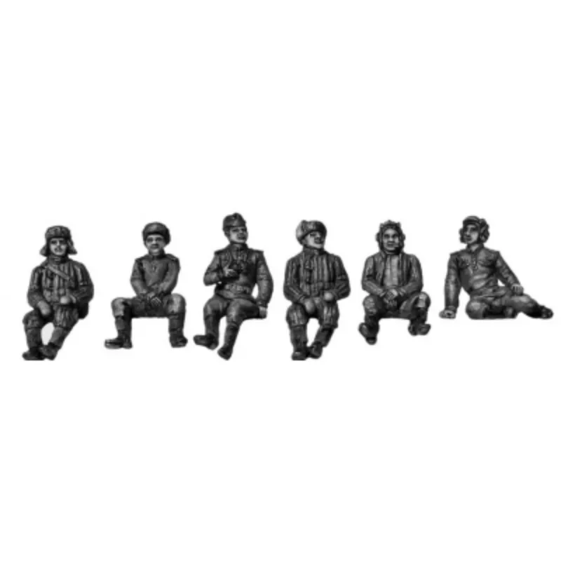 1/72 WWII German Panzer Crew Resting, 6 Figures, Resin Model Figure Kit, Unassembled and Unpainted