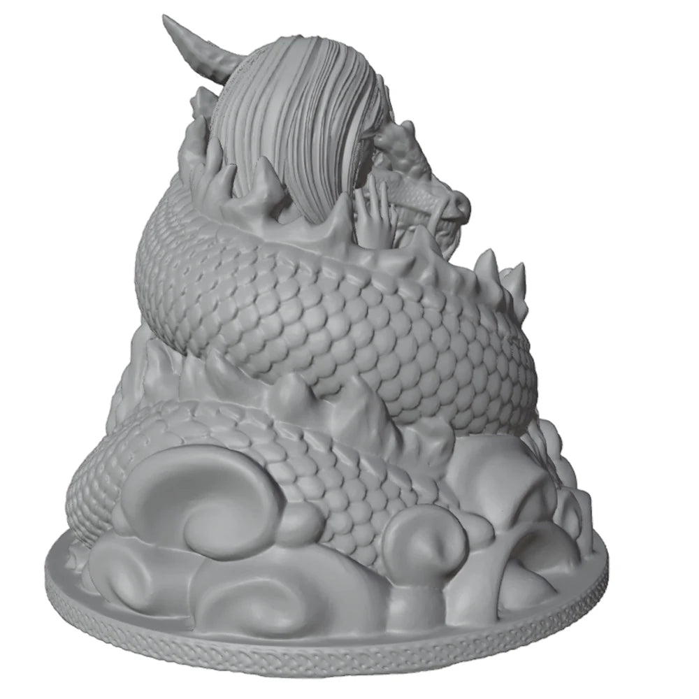 1/24 Medieval Fantasy Female & Dragon, Resin Model Bust Kit, Unassembled and Unpainted