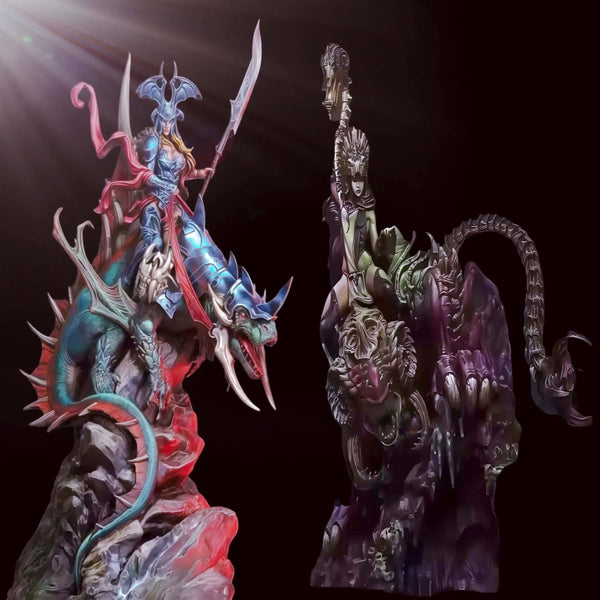 1/24 Spined Demon Warrior and Infernal Sorceress, 2 Figures, Resin Model Figure Kit, Fantasy Theme, Unassembled and Unpainted