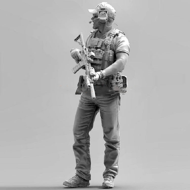 1/16 Modern Tactical Operator with Plate Carrier and Rifle, Resin Model Figure Kit, Unassembled and Unpainted