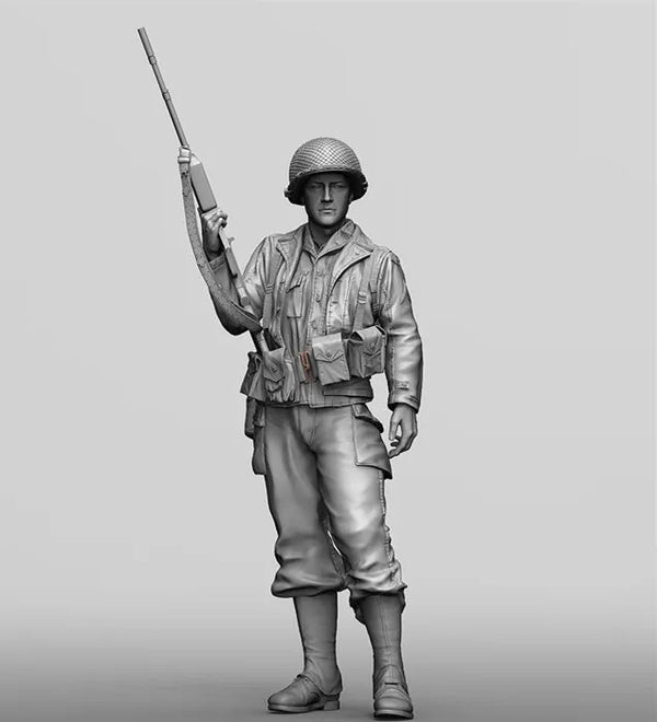 1/16 WWII German Infantryman at Ready, Resin Model Figure Kit, Unassembled and Unpainted