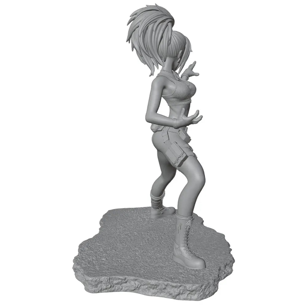 75mm Female Warrior in Wide Combat Stance, Resin Model Figure Kit, Fantasy Theme, Unassembled and Unpainted