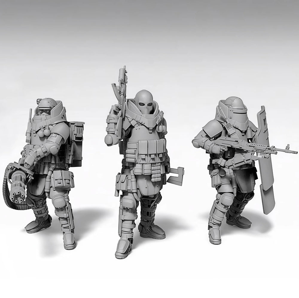1/35 Modern Anti-Terrorism Unit Combat Team, 3 Figures, Resin Model Figure Kit, Unassembled and Unpainted