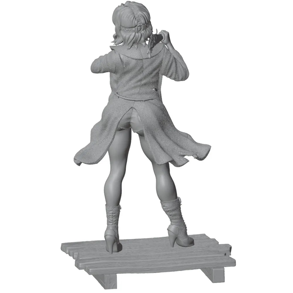 1/24 Skull-Faced Pin-Up in Leather Jacket and Boots, Resin Model Figure Kit, Unassembled and Unpainted