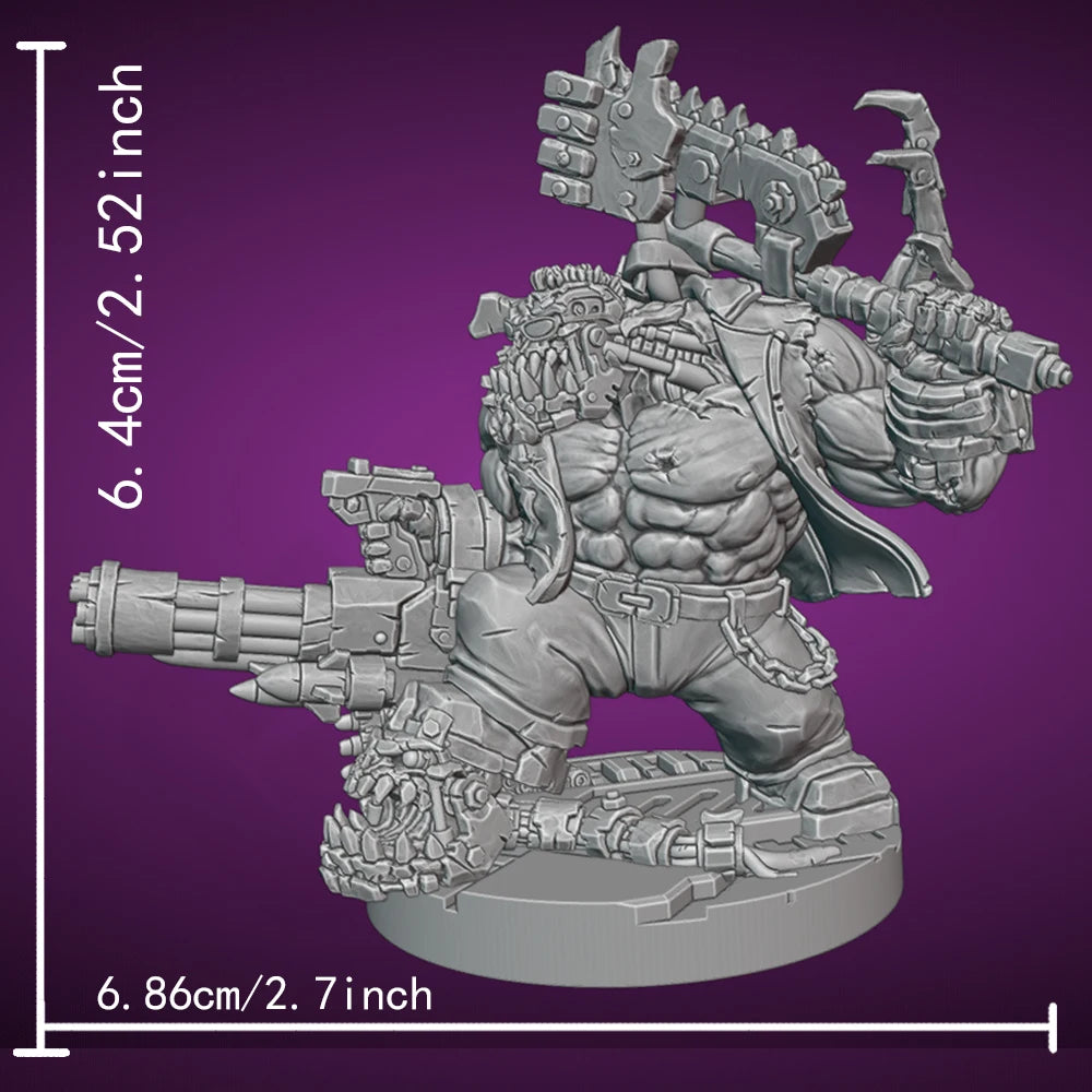 1/35 Armored Orc Heavy Gunner with Ammunition Belts, Resin Model Figure Kit, Fantasy Theme, Unassembled and Unpainted