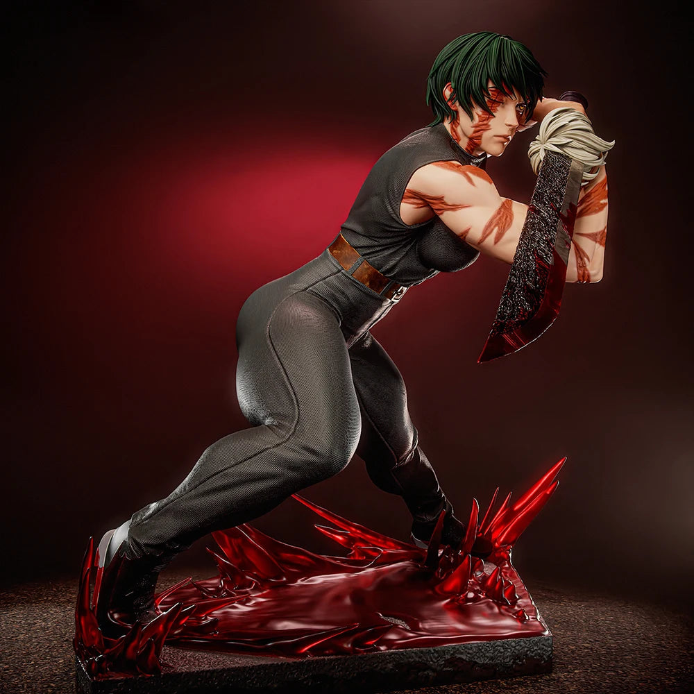 1/24 Warrior with Teal Hair and Sword, Resin Model Figure Kit, Anime Theme, Unassembled and Unpainted