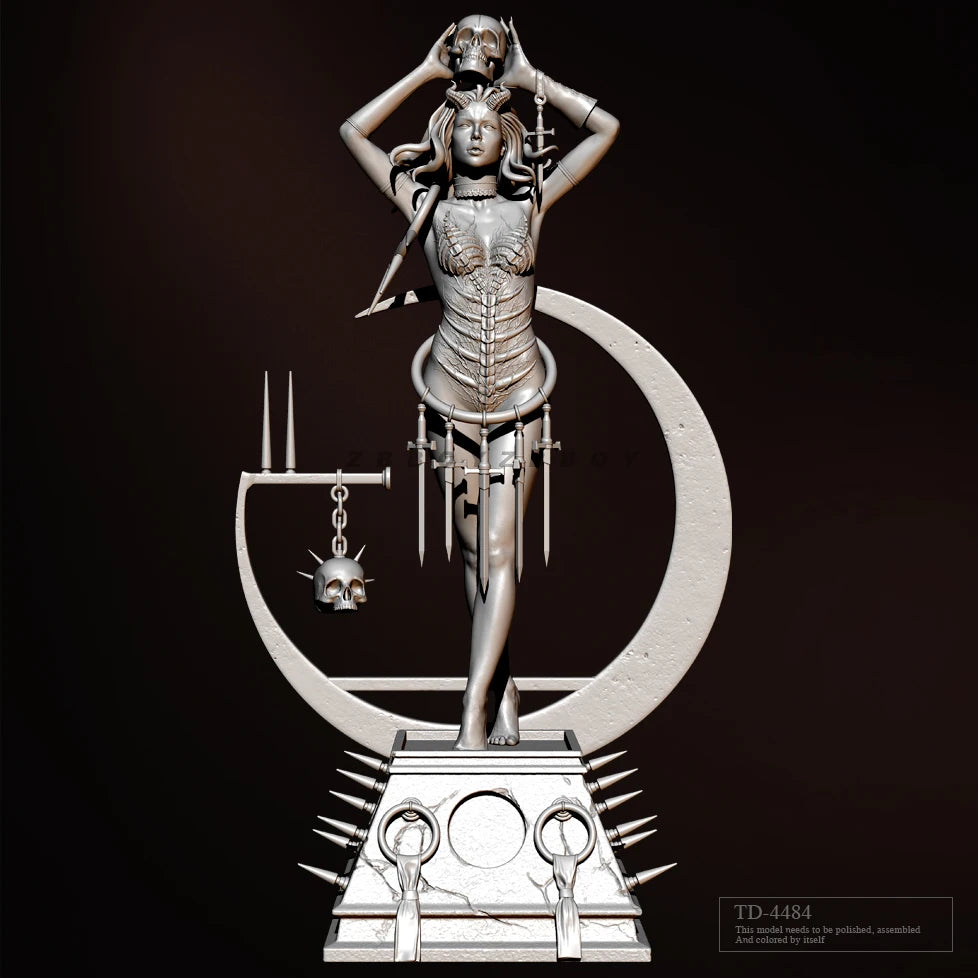 75mm Death-Themed Skeleton Female, Resin Model Figure Kit, Fantasy Theme, Unassembled and Unpainted
