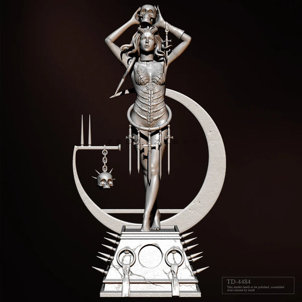 75mm Death-Themed Skeleton Female, Resin Model Figure Kit, Fantasy Theme, Unassembled and Unpainted
