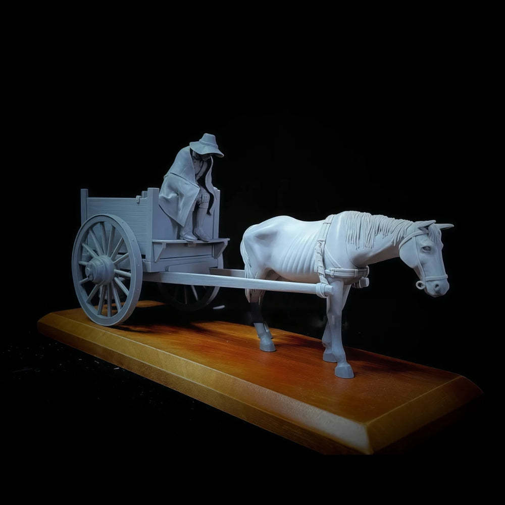 54mm Historical Horse-Drawn Carriage, 4 Figures, Resin Model Vehicle Kit, Historical Theme, Unassembled and Unpainted