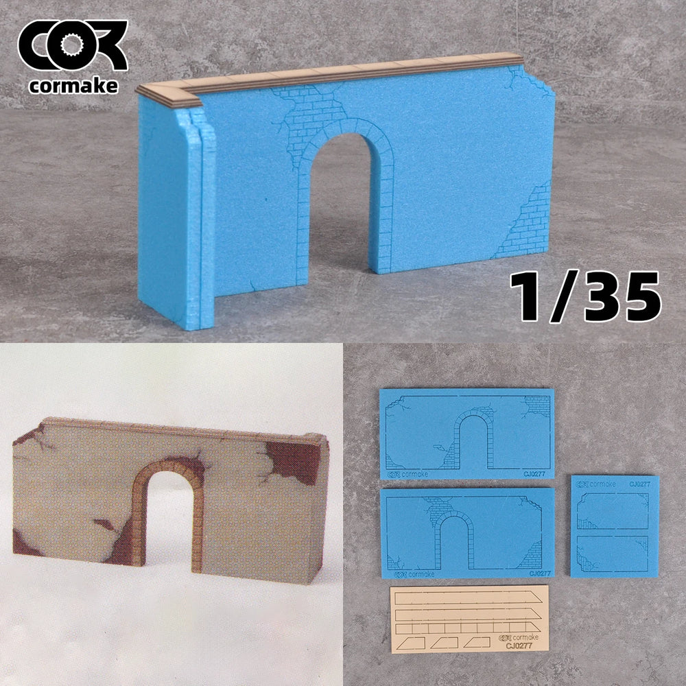 1/35 War-Damaged Building Ruins, Resin Model Terrain Kit, Military Theme, Unpainted