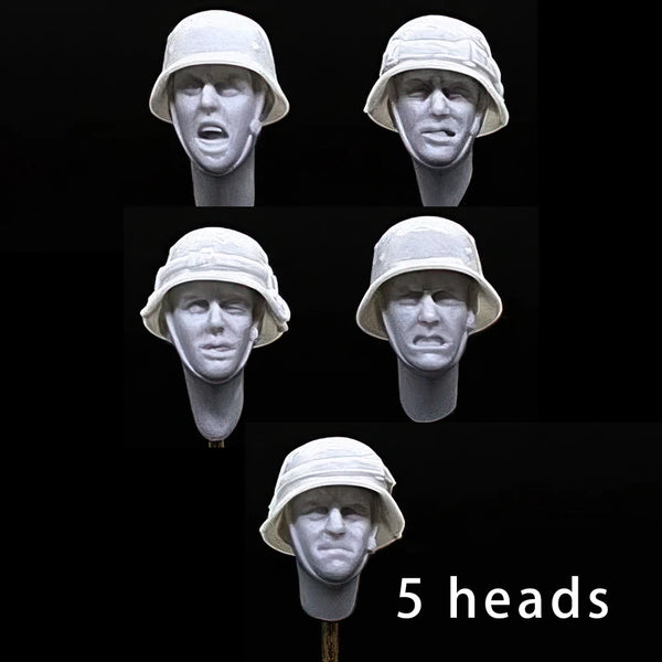 1/35 WWI German Infantry Heads, 5 Figures, Resin Model Figure Kit, Unassembled and Unpainted