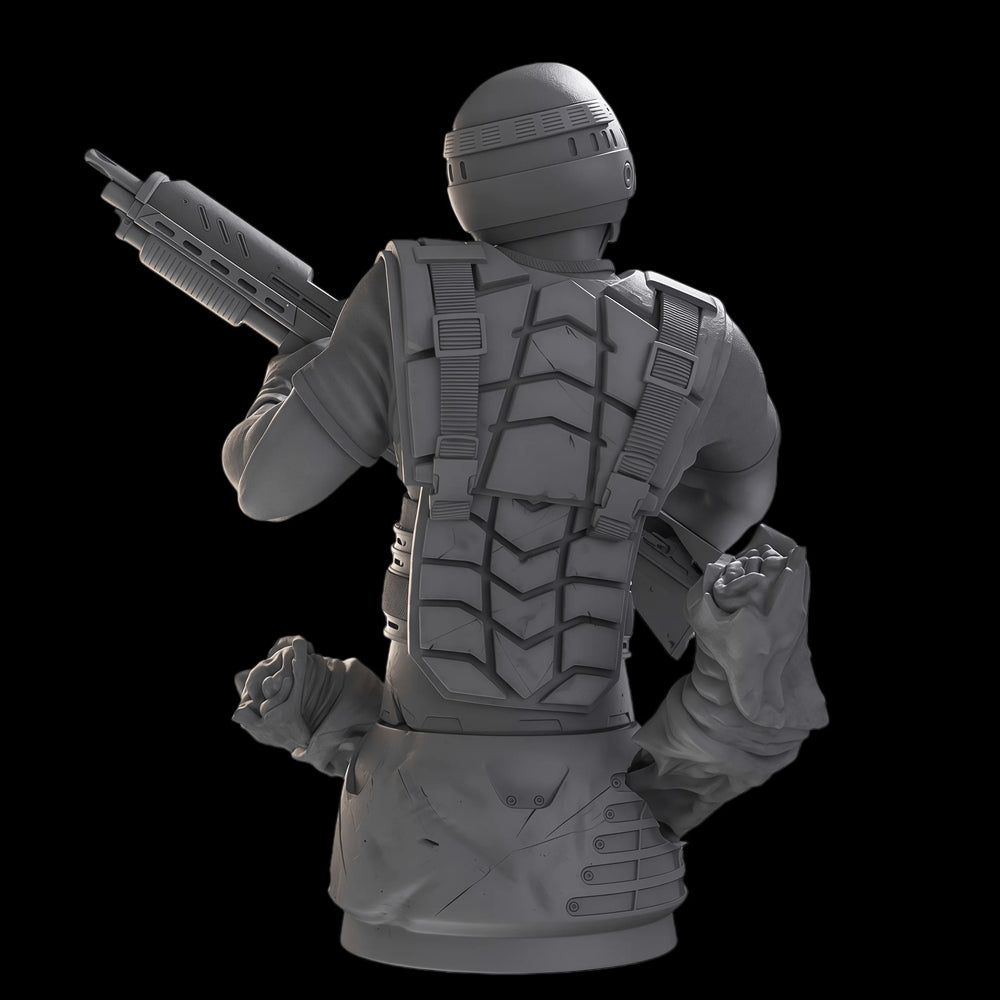 1/10 Modern Combat Soldier with Raised Rifle, Resin Model Bust Kit, Unassembled and Unpainted