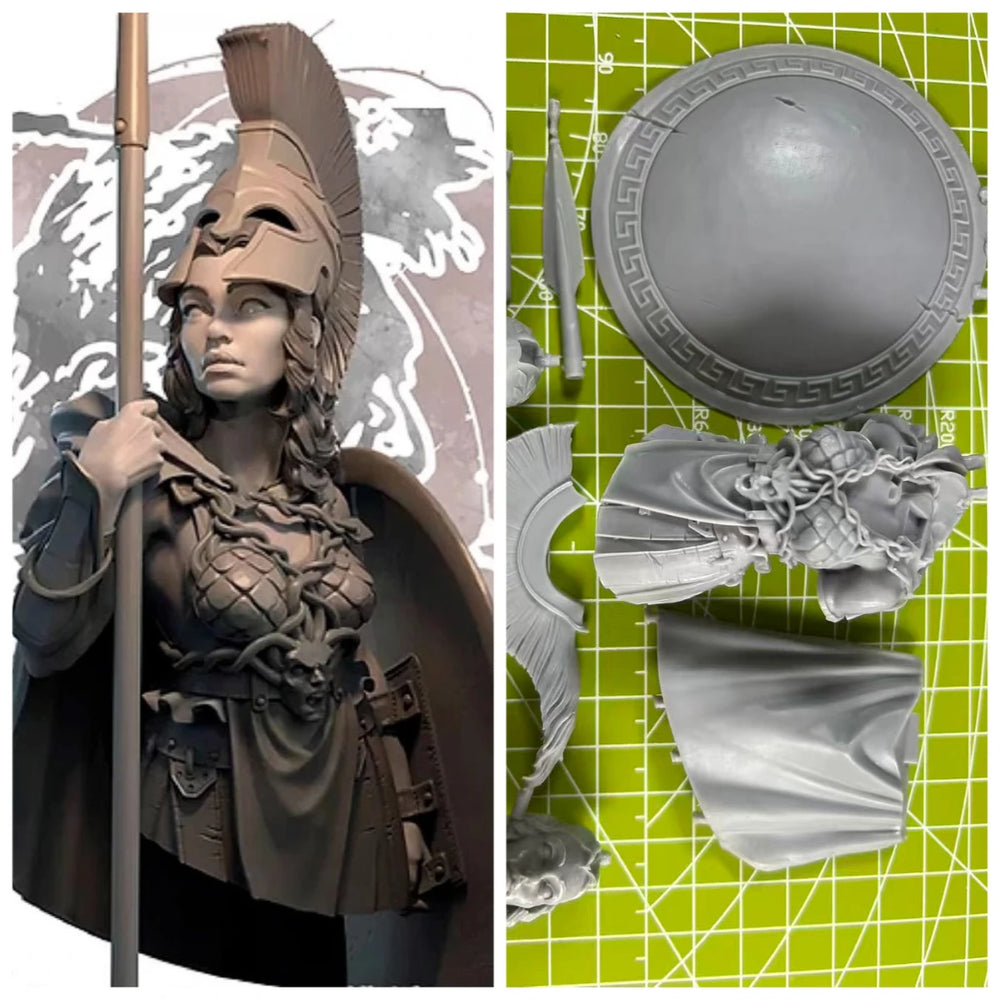 1/10 Warrior Queen with Ornate Fan Crown, Resin Model Bust Kit, Fantasy Theme, Unassembled and Unpainted