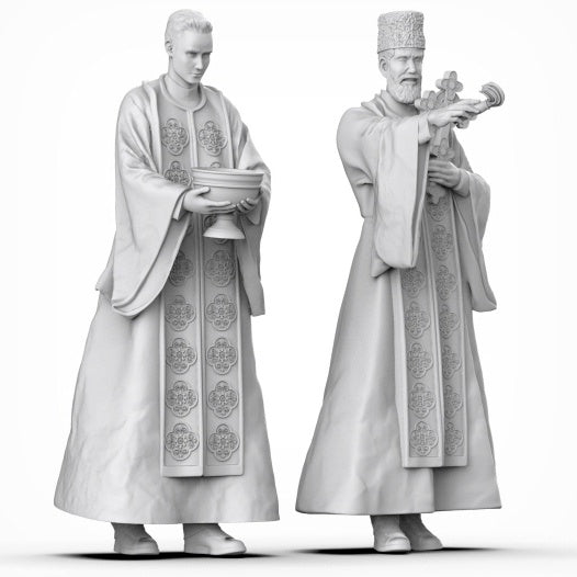 1/35 Russian Orthodox Priests, 2 Figures, Resin Model Figure Kit, Mythology Theme, Unassembled and Unpainted