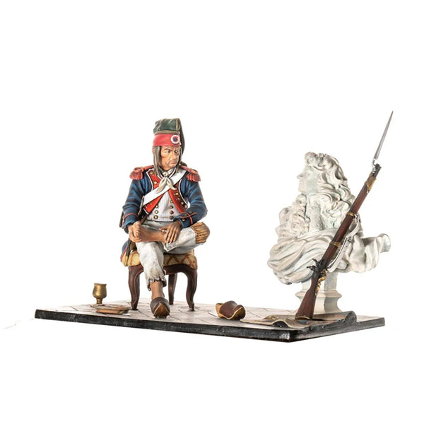 1/18 Napoleonic Cavalry Officer with Horse, Resin Model Figure Kit, Unassembled and Unpainted