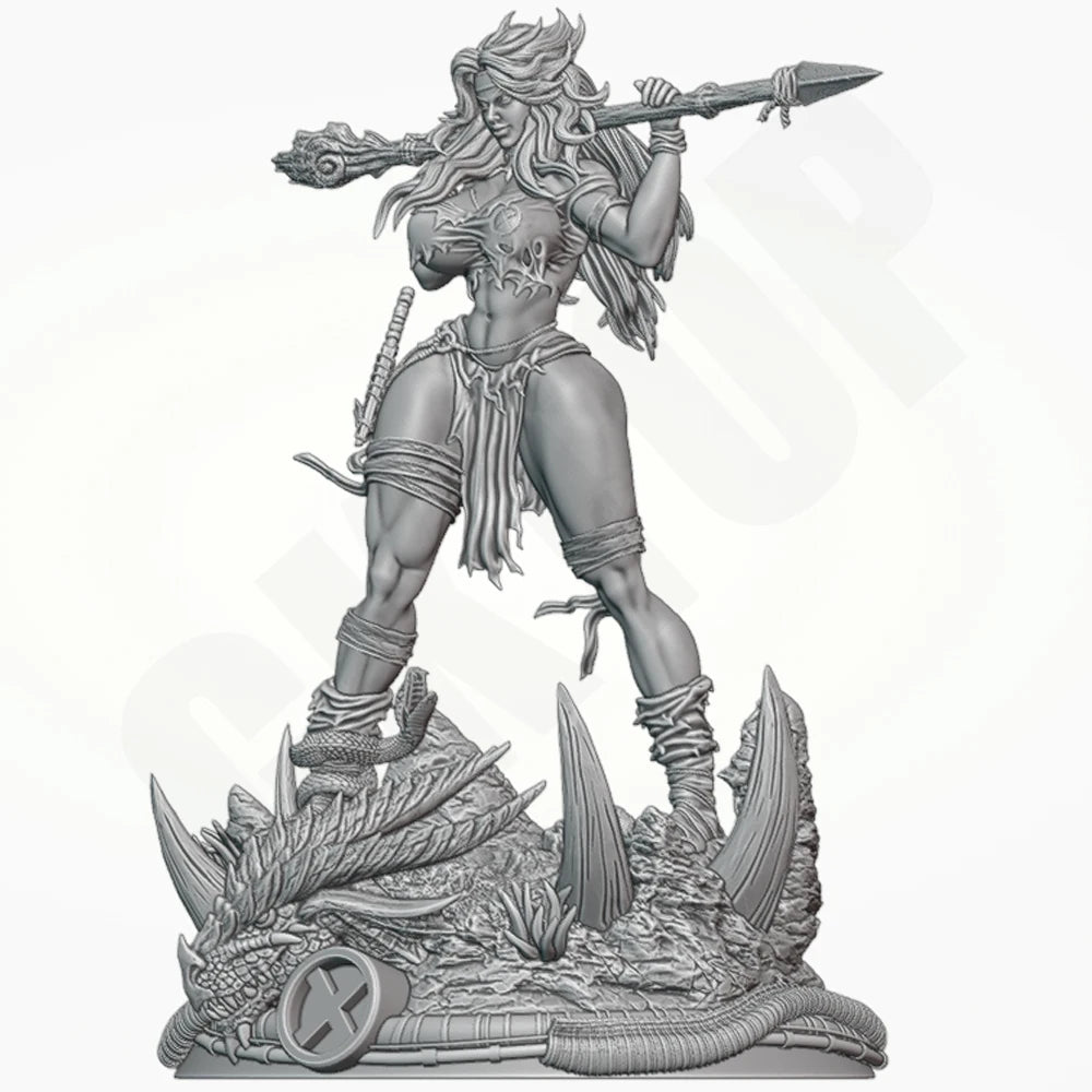 1/24 Savage Lands Warrior, Resin Model Figure Kit, Fantasy Theme, Unassembled and Unpainted
