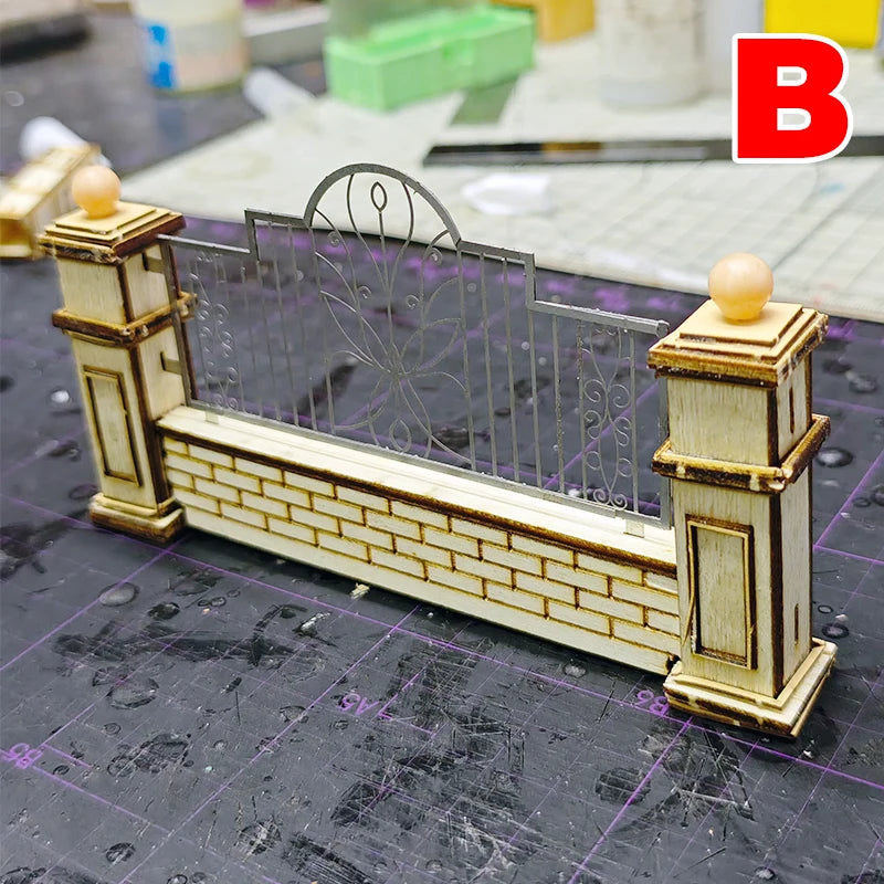1/35 WWII Architectural Gates & Walls, Resin Model Diorama Kit, Unassembled and Unpainted