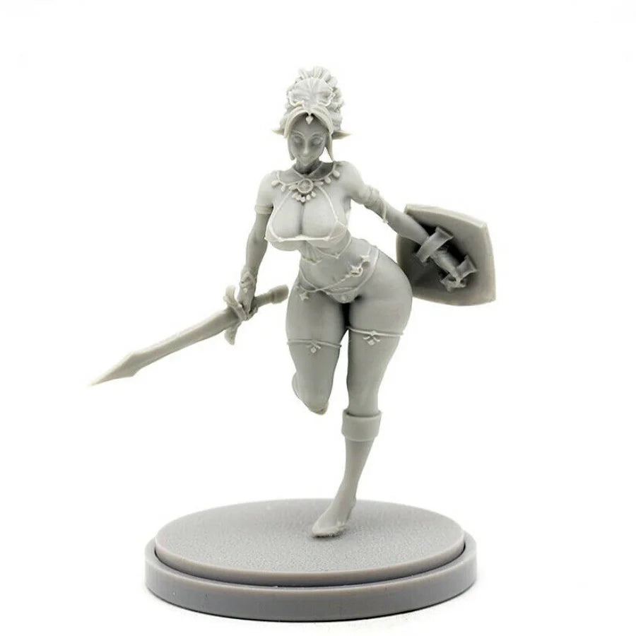 30mm Elf Female Warrior, Resin Model Figure Kit, Fantasy Theme, Unassembled and Unpainted
