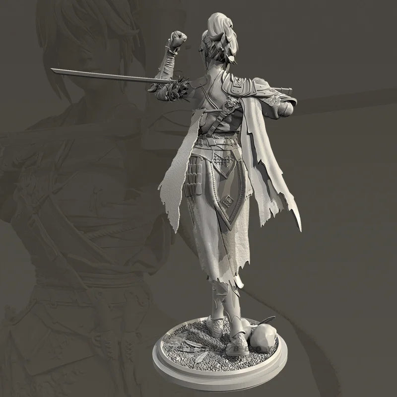 50mm Female Swordsman, Resin Model Figure Kit, Fantasy Theme, Unassembled and Unpainted