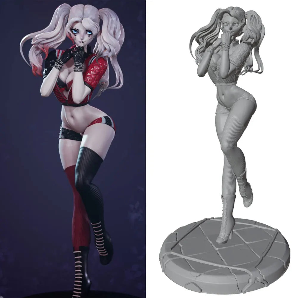 1/24 Long-Haired Pin-up Female in Dynamic Pose, Resin Model Figure Kit, Anime Theme, Unassembled and Unpainted
