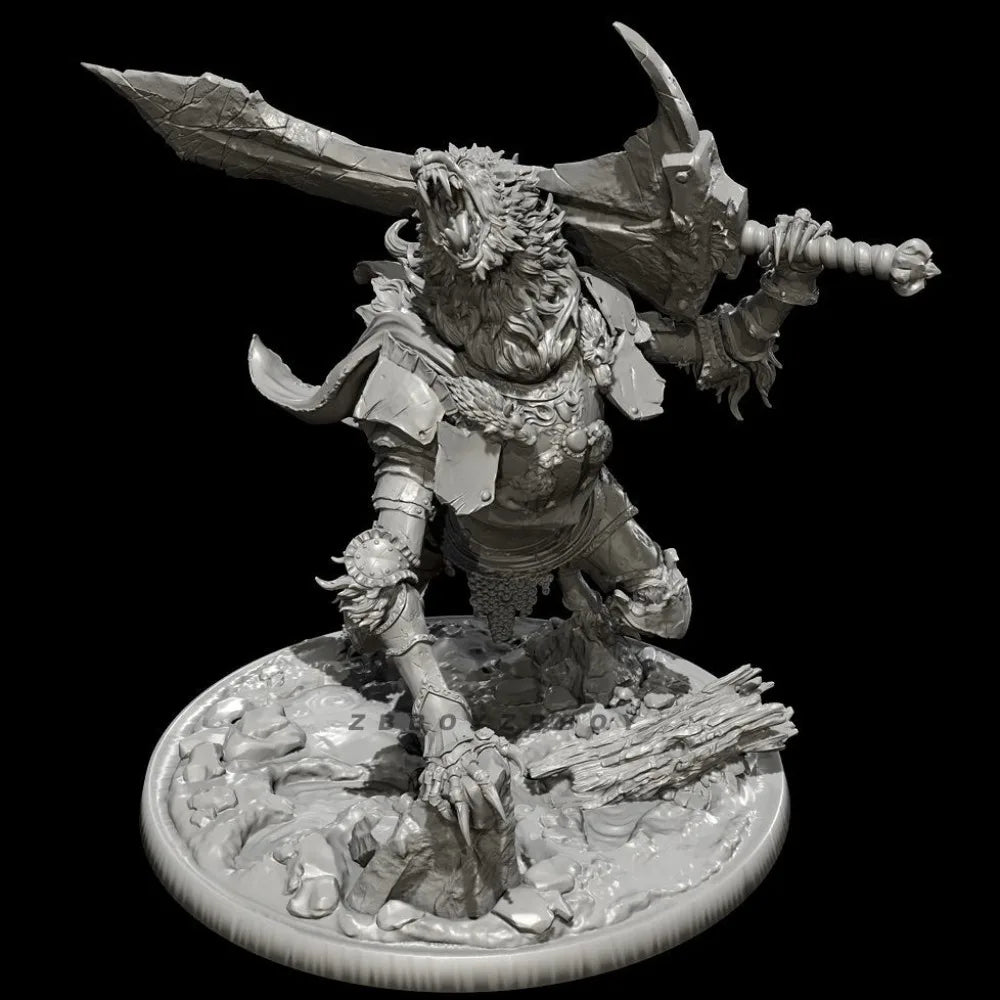 75mm Dark Fantasy Zombie Wolf King, 5 Figures, Resin Model Figure Kit, Fantasy Theme, Unassembled and Unpainted