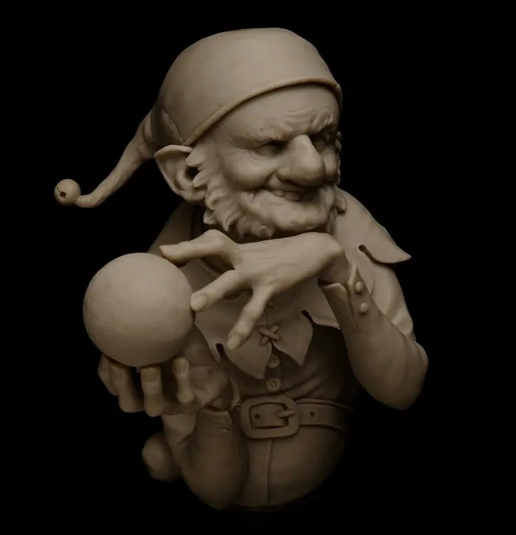 1/12 Bearded Dwarf with Turban Holding Sphere, Resin Model Bust Kit, Fantasy Theme, Unassembled and Unpainted
